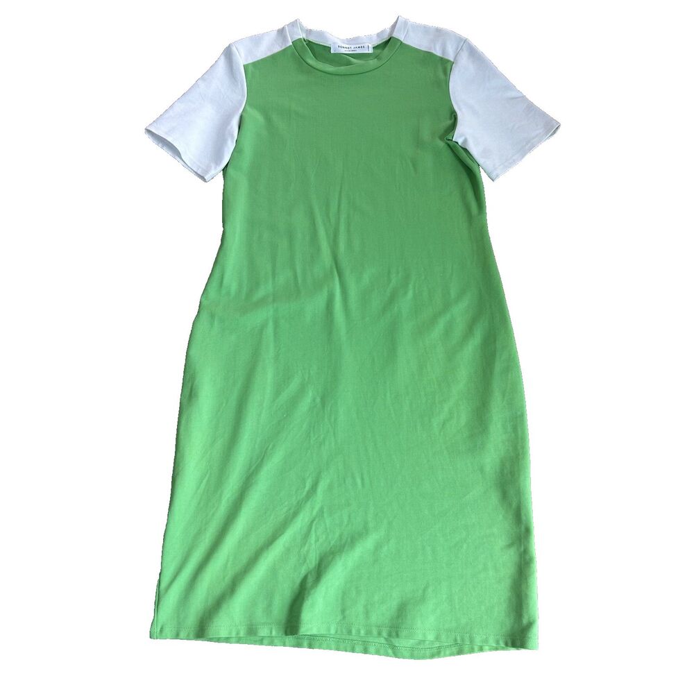Sonnet James Quincy Play Dress Large Green White Colorblock Ponte Knit Stretch